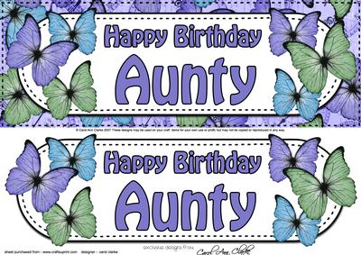 Large Dl Birthday Aunty Butterflies Card & 3D Decoupage