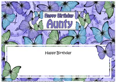 Happy Birthday Aunty Butterflies Matching Large Dl Insert