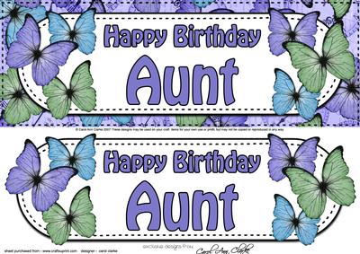 Large Dl Birthday Aunt Butterflies Card & 3D Decoupage