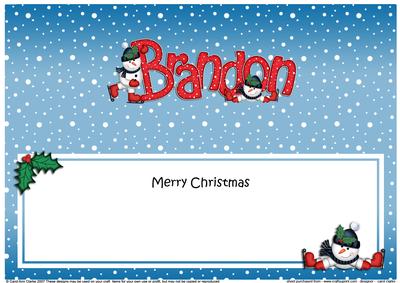 Merry Christmas Brandon Snowmen Matching Large Dl Insert