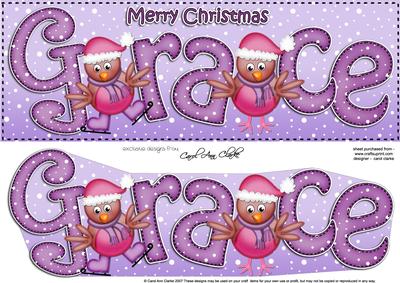 Merry Christmas Grace Robins Large Dl & 3D Decoupage
