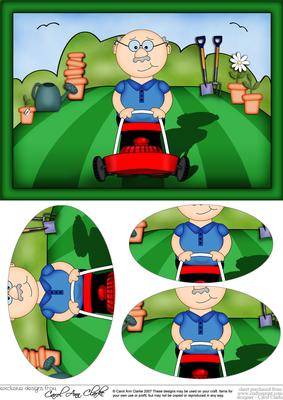 A5 Old Man Bert Gardening Oval Pyramage Topper