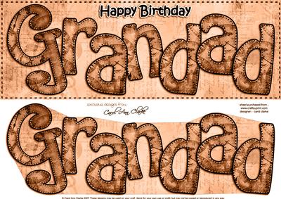 Large Dl Birthday Grandad Clocks 3D Decoupage