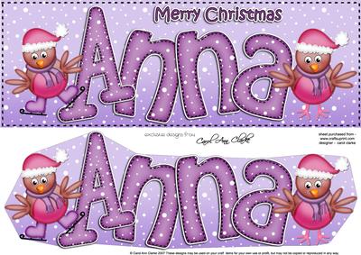 Merry Christmas Anna Robins Large Dl & 3D Decoupage