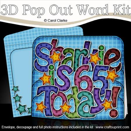 3D Sharkie is 65 with Stars Pop Out Word Card