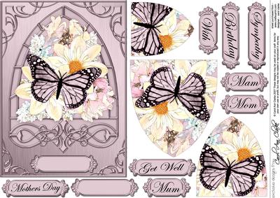 Pastel Butterflies & Flowers Fancy Arch Shaped Pyramid Sheet