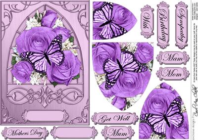 Roses & Butterfly Fancy Arch Shaped Pyramid Sheet