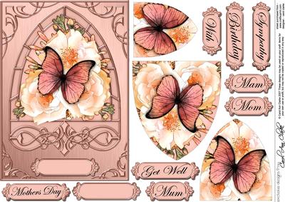 Butterfly & Wild Roses Fancy Arch Shaped Pyramid Sheet