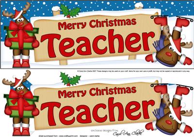 Xmas Teacher Rudolph Signpost Large Dl Easicut 3D Decoupage