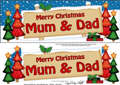 Xmas Mum & Dad Trees Signpost Large Dl Easicut 3D Decoupage