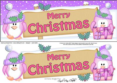 Christmas Penguins Signpost Large Dl Easicut 3D Decoupage