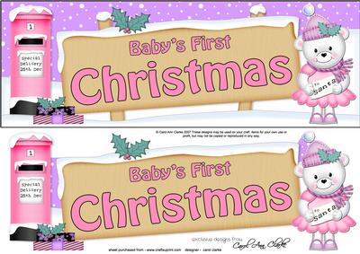 Babys 1st Christmas Teddy Signpost Lge Dl Easicut Decoupage