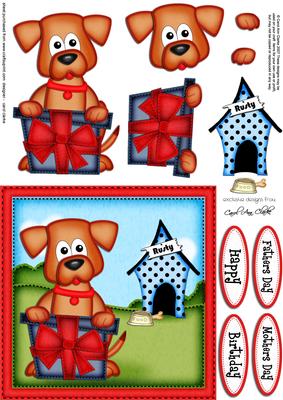 Rusty Dog's Present Quick Card & 3D Decoupage