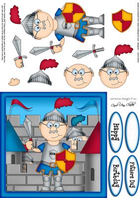 Bert the Knight with Castle Quick Card & 3D Decoupage
