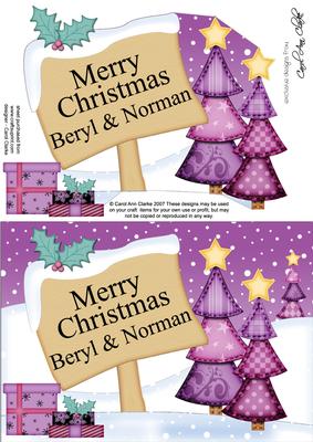 Xmas Personalised Beryl & Norman A5 Quick Card 3D Decoupage