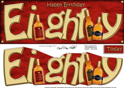 80th Birthday Whisky Large Dl Quick Card N 3D Decoupage