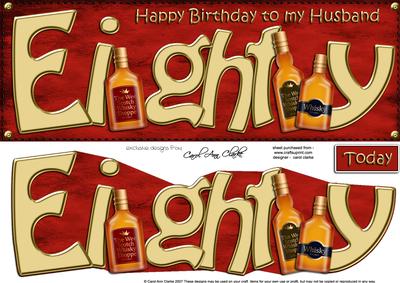 80th Birthday Husband Whisky Large Dl 3D Decoupage