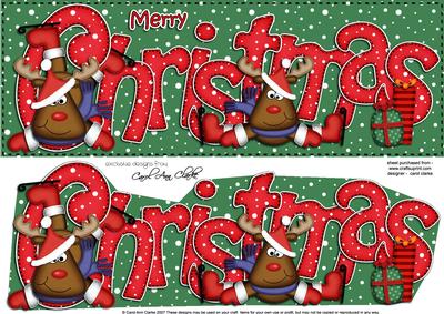 Large Dl Christmas Rudolph Quick Card with 3D Decoupage