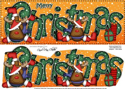 Large Dl Christmas Rudolph Quick Card with 3D Decoupage