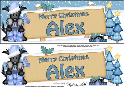 Xmas Alex Scottie Dog Signpost Large Dl Easicut Decoupage