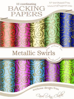 Festive 'gold Metallic Swirls' Backing Papers Kit