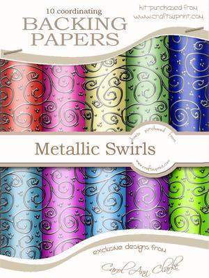 Festive 'silver Metallic Swirls' Backing Papers Kit