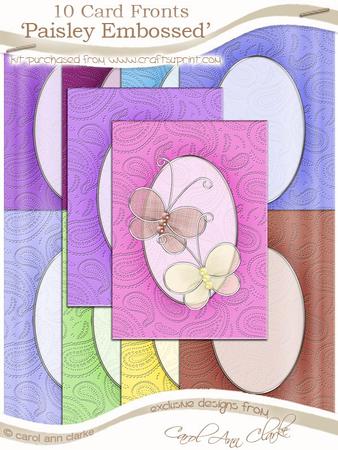 'paisley Embossed' Sorbet Card Fronts Kit