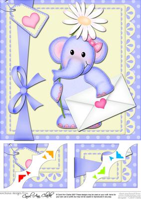8 x 8 Lola Elephant's Letter Scalloped Corner Topper