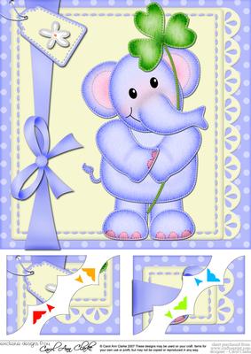 8 x 8 Lola Elephant's Clover Scalloped Corner Topper