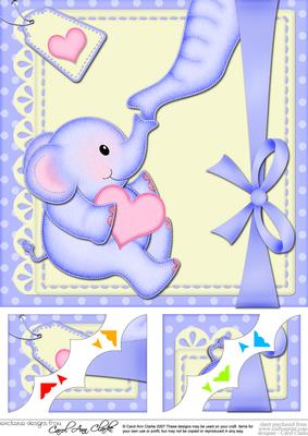8 x 8 Lil Baby Elephant's Heart Scalloped Corner Topper
