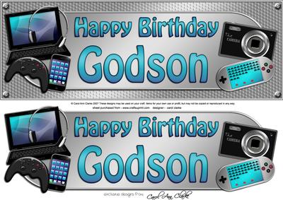 Large Dl Birthday Godson Gadgets & Gizmos 3D Decoupage
