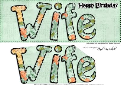 Large Dl Birthday Wife Roses Card & 3D Decoupage