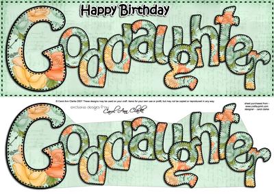 Large Dl Birthday Goddaughter Roses Card & 3D Decoupage