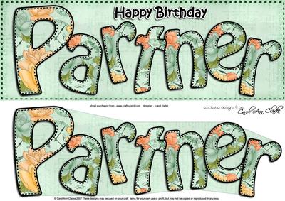Large Dl Happy Birthday Partner Roses Card & 3D Decoupage