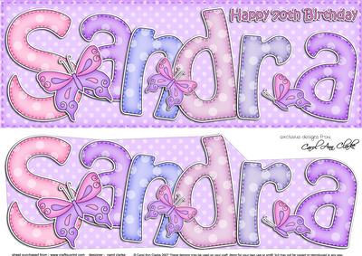Large Dl 70th Birthday Sandra Butterflies Card 3D Decoupage