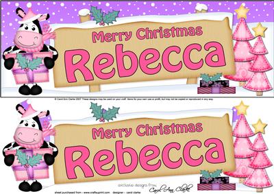 Xmas Rebecca Moo Cow Signpost Large Dl Easicut Decoupage