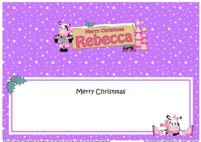Xmas Rebecca Moo Cow Signpost Large Dl Matching Insert