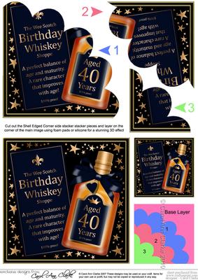 40th Birthday Whisky Shell Edged Corner Side Stacker