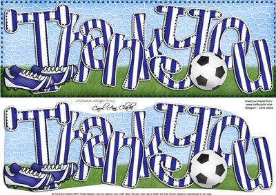 Large Dl Get Thank You Football Card & 3D Decoupage