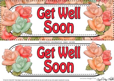 Large Dl Get Well Soon Roses Card & 3D Decoupage