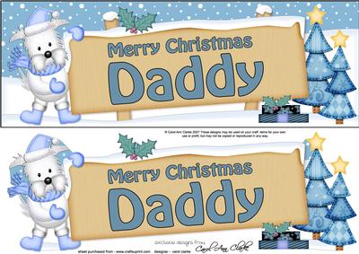 Xmas Daddy Teddy Tess Signpost Large Dl Easicut 3D Decoupage