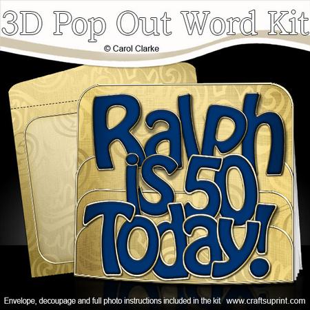 3D Metallic Birthday Ralph is 50 Today Pop Out Word Card