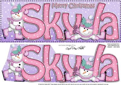Merry Christmas Skyla Snowmen Large Dl & 3D Decoupage