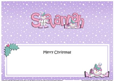 Merry Christmas Savannah Snowmen Matching Large Dl Insert
