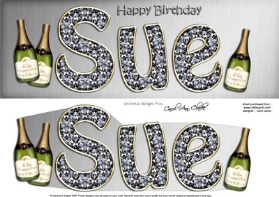 Birthday Sue Champagne Large Dl 3D Decoupage