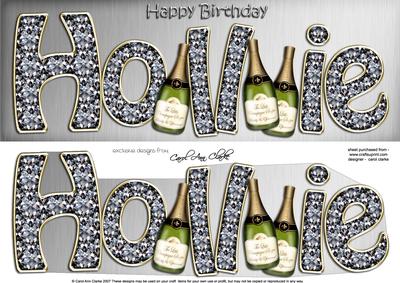 Birthday Hollie Champagne Large Dl 3D Decoupage