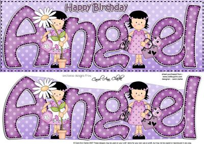 Girlz Birthday Angel Large Dl Quick Card 3D Decoupage
