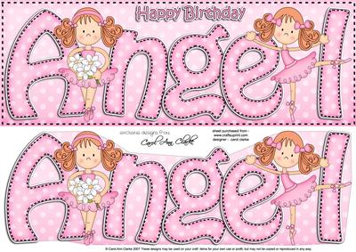 Birthday Angel Ballerina Large Dl Quick Card 3D Decoupage