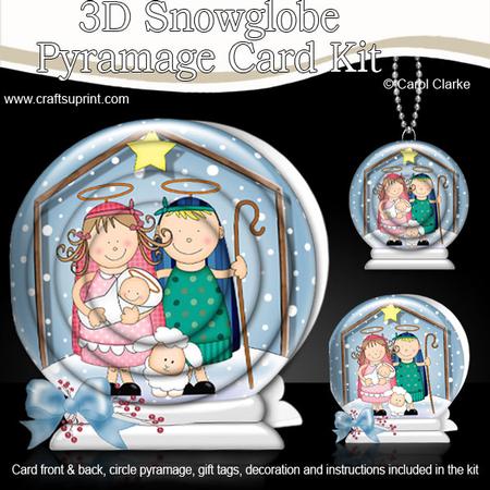 3D Xmas Nativity Scene Snowglobe Circle Pyramage Card