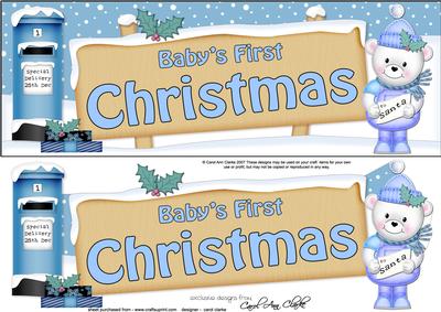 Babys 1st Christmas Teddy Signpost Lge Dl Easicut Decoupage